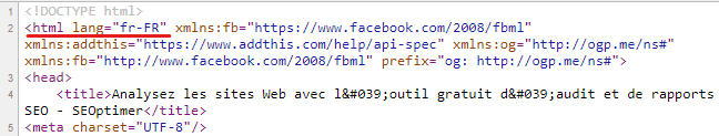 html lang francês